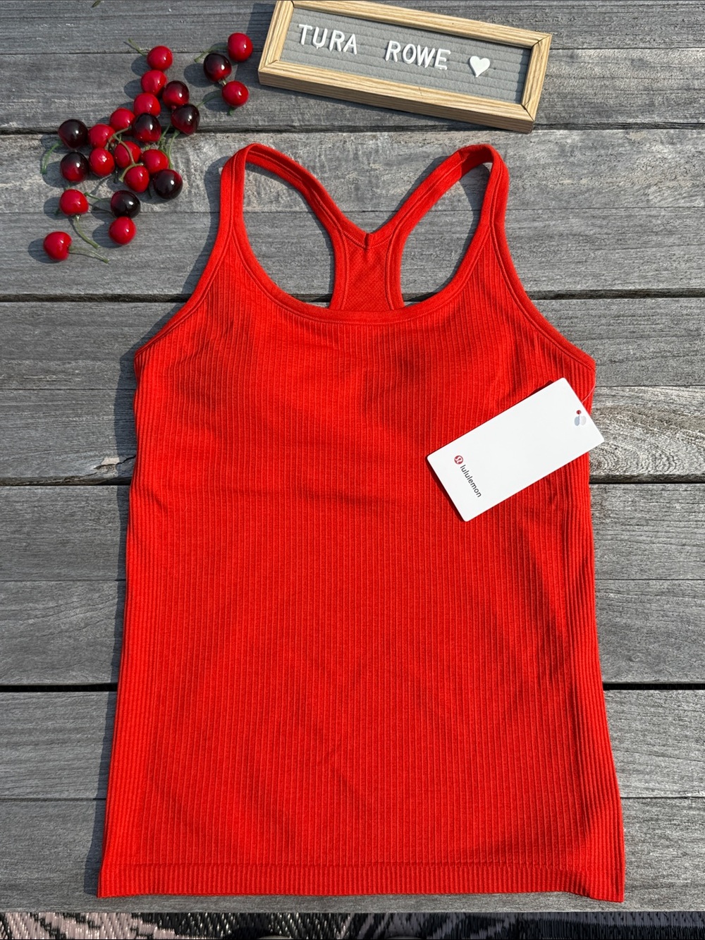 Lululemon Ebb to Street Tank Top Cherry Ember Size 10 Built In Bra NWT 🍒